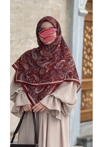 Qalortex Scarf Pamuklu Soft Açelya Desen Eşarp-kremit kiremit