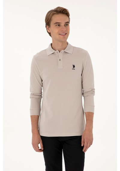 U.S. Polo Assn. Erkek Regular Fit Polo Yaka Taş Basic Sweatshirt 50307757-VR049