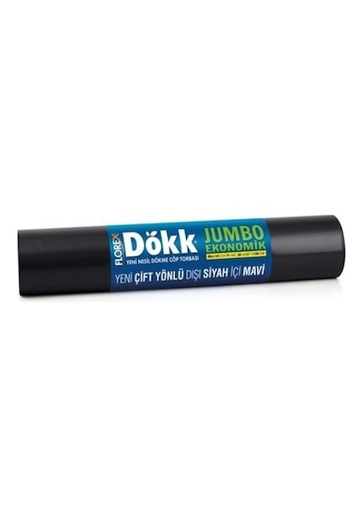 Florex Dökk Ekonomik Jumbo Boy Çöp Torbası 9 Adet Mavi - Siyah 80 x 110 CM