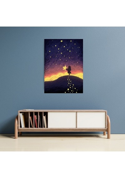 Gökyüzünden Kayan Yıldız Temalı Mdf Tablo 20x28 Cm