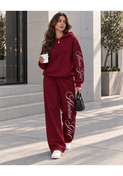 Macklin Unisex Kadın Erkek Martini Girl Kol Paça Baskılı Oversize 3 İplik Kapüşonlu Sweatshirt Ve Baggy Eşofman Altı Bordo Macklin Unisex Kadın Erkek Martini Girl Kol Paça Baskılı Oversize 3 İplik Kapüşonlu Sweatshirt Ve Baggy Eşofman Altı Bordo