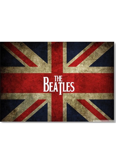 Cakasepetim İngiliz Bayrağı Üzerinde The Beatles Ahşap Mdf Tablo