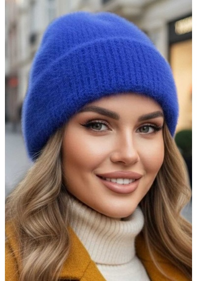 Tezzgelsin Kadın Tüylü Soft Bere Tüylü Bere Saks Mavi