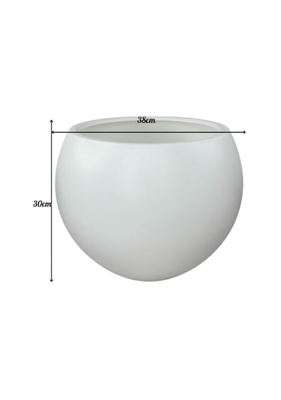 Küre Yuvarlak Top Vazo Dekoratif Saksı Beyaz 38 30cm