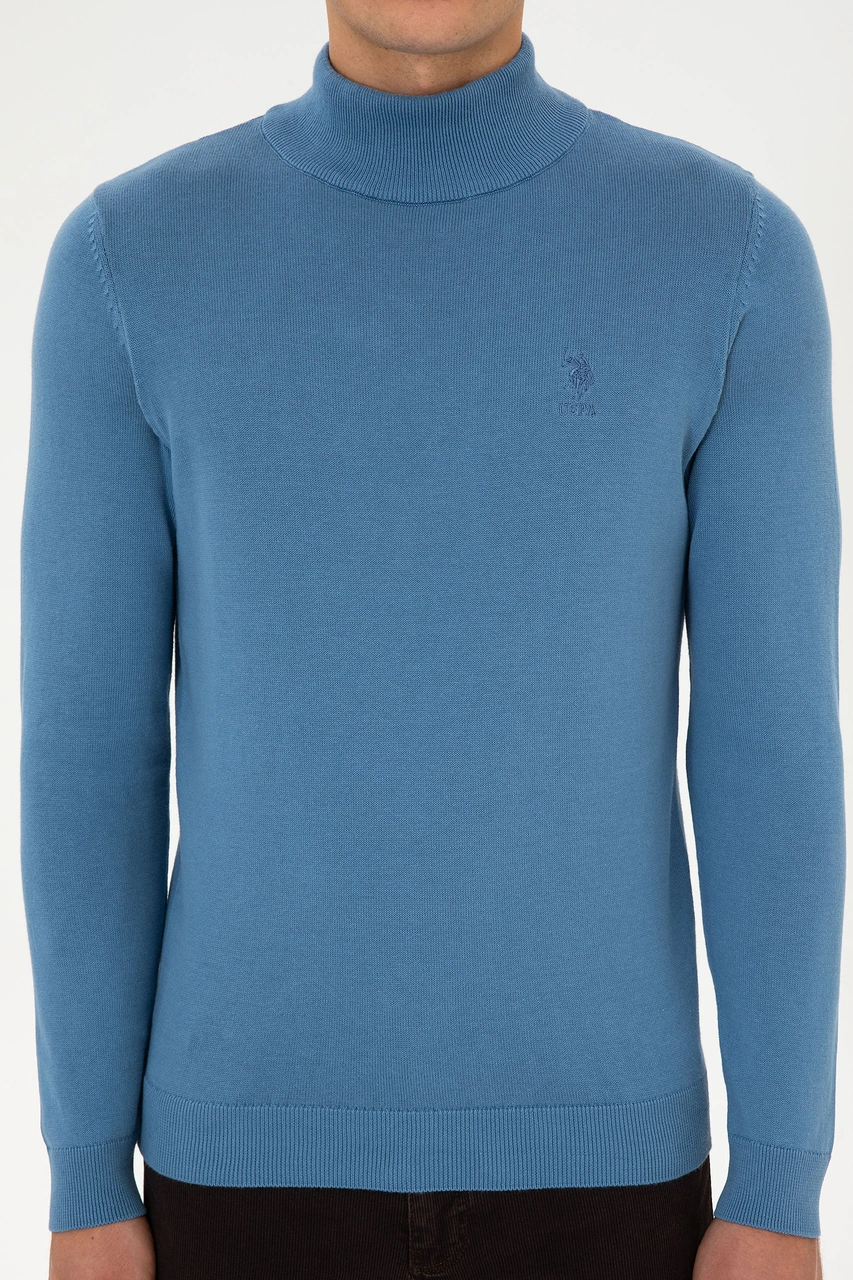 U.S. Polo Assn. Erkek Slim Fit Yarım Balıkçı Yaka Saks Basic Kazak 50307783-VR032