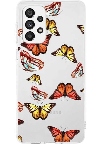 Samsung Galaxy A73 İle Uyumlu 1mm Slim Fit Water Color 2 Baskılı Şeffaf Kılıf Şeffaf