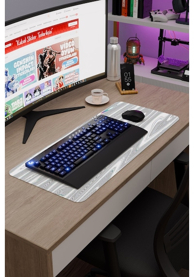 Glitch Kaymaz Dikişli Kauçuk Oyuncu Mousepad V5 - 70x30 Xl Gaming Mouse Pad Fare Altlığı