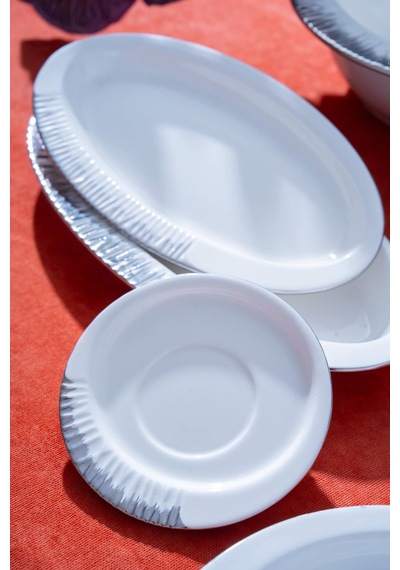 Acar Sherry Silver 6 Kişilik 37 Parça Yemek Takımı Beyaz