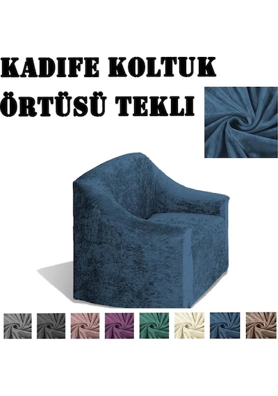 StarMall Kadife Koltuk ,kanepe, çekyat Örtüsü, koltuk Kılıfı Tekli Lacivert
