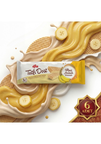 Afia Tatlı Dost Muz Kremalı Gofret 6x140 Gr
