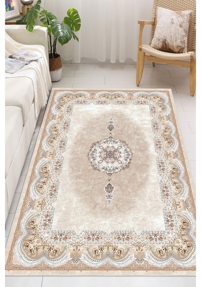 Modern Makinede Yıkanabilir Kaydırmaz Leke Tutmaz Salon Halı Oturma Odası Halı Mutfak Halı Ve Yolluk Bej