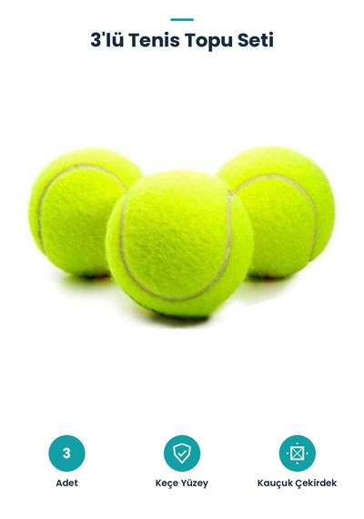 Tenis Topu Seti - 3'lü Paket - Keçe Kaplama