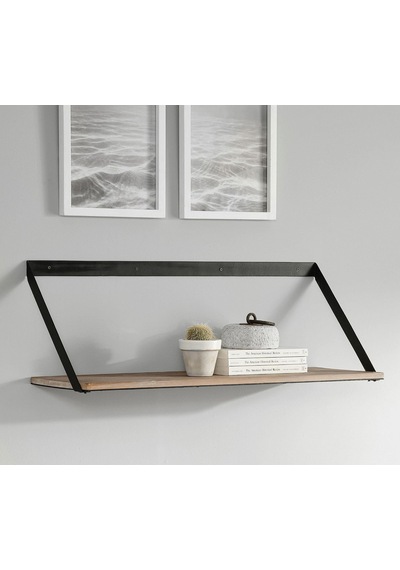 Tr Metal Ayaklı 3'lü Duvar Rafı - Demir Ayaklı Doğal Ahşap Duvar Kitaplığı 20x35x50 Cm Genel