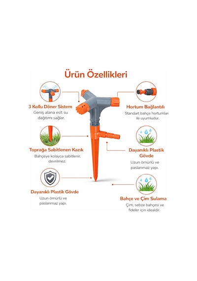 Dairesel Döner Fıskiye Kazıklı Bahçe Sulama Fıskiyesi Turbo Sprinkler Çim Bahçe Sulama Aparatı