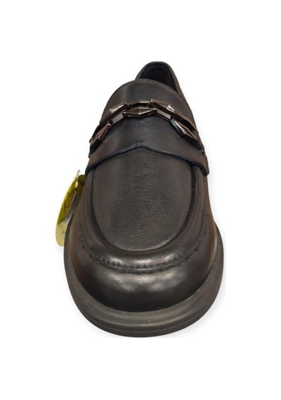 Mammamia D25ka-3800 Kısa Topuk Kadın Loafer Deri Ayakkabı Siyah