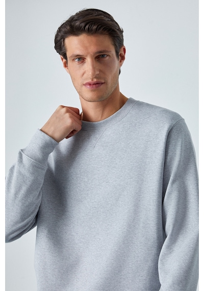Grımelange Bonell Erkek %100 Pamuk Relaxed Bisiklet Yaka Uzun Kollu Grimelanj Sweatshirt Grimelanj