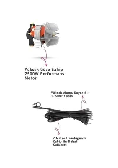Turbo W-4200 Professional Ac Motor Saç Kurutma Fön Makinesi + 2 Fön Başlığı