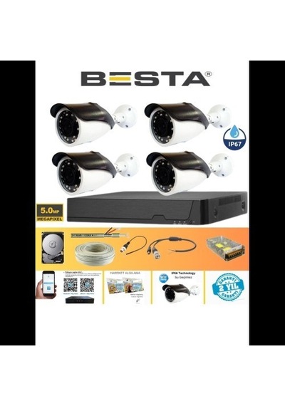 Gerçek 5 Mp Metal Kasa 4 Kameralı Ahd Güvenlik Seti 500 Gb Hdd Dahil