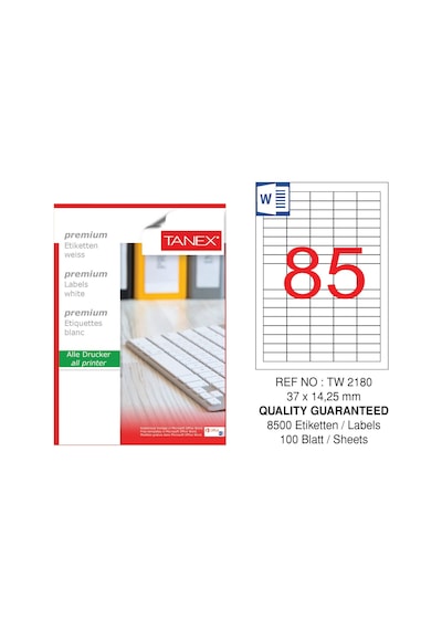 Tanex Tw-2180 - 37 X 14.25 MM Laser Etiket 100 Adet
