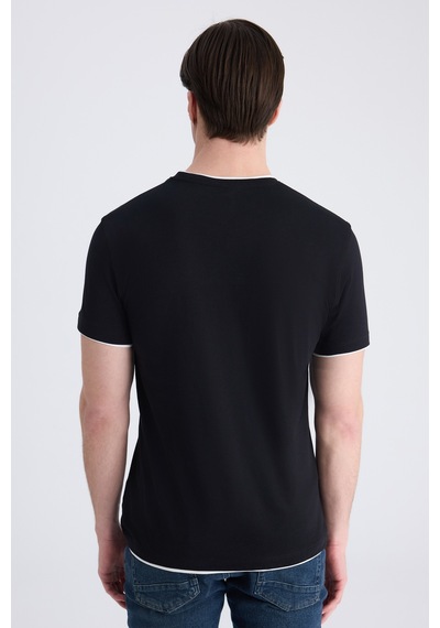 Twn Slim Fit Siyah Düz %100 Pamuklu T-shirt 2ec143831113m 001