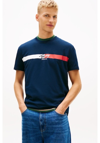Tommy Hilfiger Tjm Erkek Regular İmza Şeridi T Ext Lacivert T-shirt-13660 Lacivert
