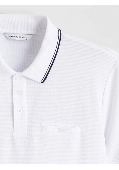 LC Waikiki Lcwaıkıkı Classic Beyaz Polo Yaka Erkek Dokulu Tişört Buxe Whıte