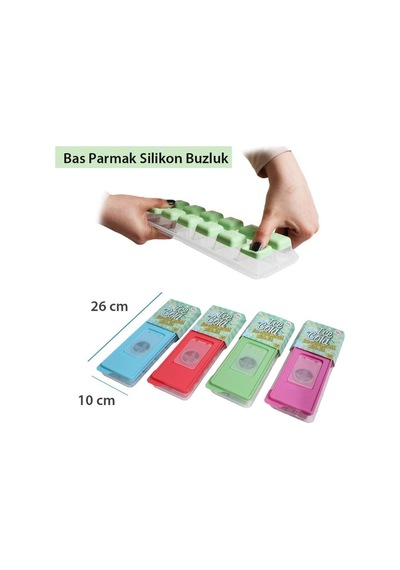 Yapışmaz Silikon Bas Çıkar Buzluk Küp Şekilli Buz Kalıbı 4 Adet Renkli Silikon Diğer