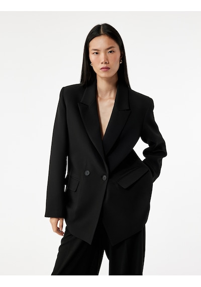 Koton Uzun Kollu Kapaklı Cep Detaylı Oversize Kruvaze Blazer Ceket Siyah 6wak50051uw Siyah Koton Uzun Kollu Kapaklı Cep Detaylı Oversize Kruvaze Blazer Ceket Siyah 6wak50051uw Siyah