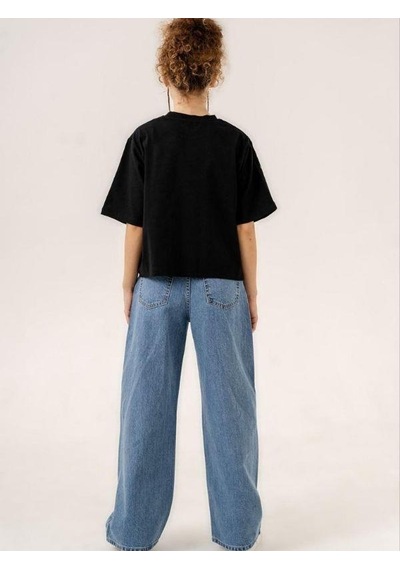 Zekids Kız Çocuk Bol Paça Taşlı Denim Pantolon-13901-mavi Mavi