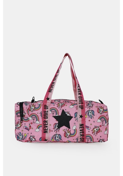 İcone Bag Çocuk Yıldız Logolu Spor Çanta, Çocuk Spor Çanta, Fermuarlı Detaylı Çocuk Spor Çanta FUŞYA - PEMBE