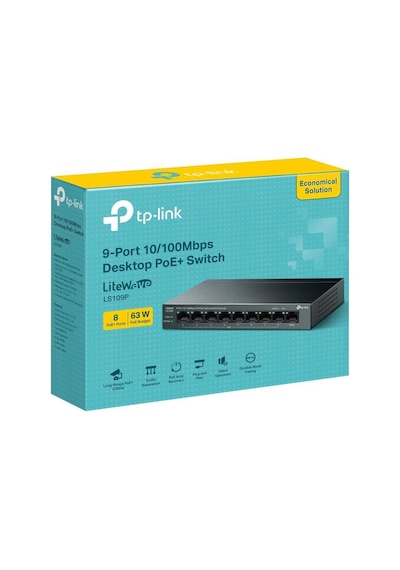 Tp-Link LS109P 9 Port 10/100 8 Port Poe 63 W Yönetilemez Switch