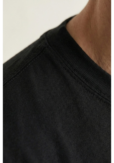 Elemge Pamuk Likra Magic Fit Siyah Erkek T-shirt Compact Penye Kısa Kol Esnek Tişört Elastan