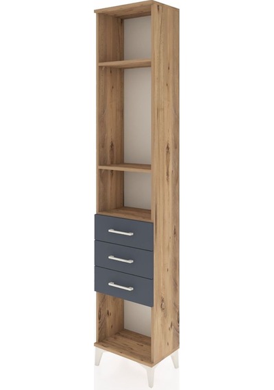 Arges Dolap 3 Raflı 3 Çekmeceli 44x30x221 Çam-antrasit Çam