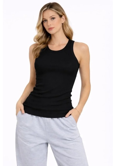 Dogutrend Fitilli Atlet Sıfır Yaka Slim Fit Arka Baskılı Spor Atlet - Siyah