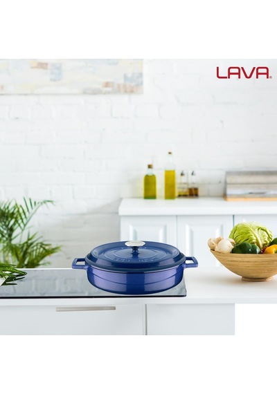 Lava Döküm Çok Amaçlı Yayvan Tencere. Trendy Serisi Çap Ø 32cm. Mavi Genel