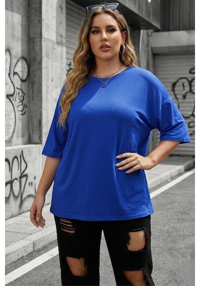 Mily Kadın Büyük Beden Battal Basic Bisiklet Yaka Pamuklu T-shirt Rahat Kesim Unisex Sevgili Kombini Sax Mavısı Mily Kadın Büyük Beden Battal Basic Bisiklet Yaka Pamuklu T-shirt Rahat Kesim Unisex Sevgili Kombini Sax Mavısı