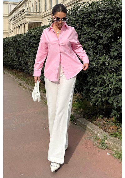 Madmext Pembe Basic Kadın Gömlek Mg2355 Pembe