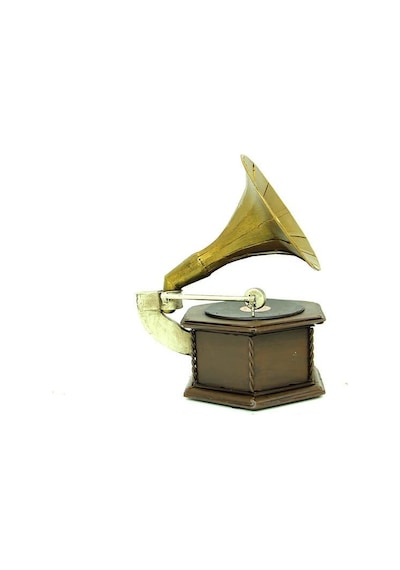 Dekoratif Metal Gramofon Kutu Obje Vintage Hediyelik