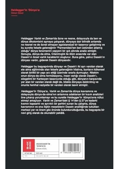 Heidegger In Dünya&apos Sı Varlık Ve Zaman&apos Da Dünya Kavramı Kapak Değişebilir