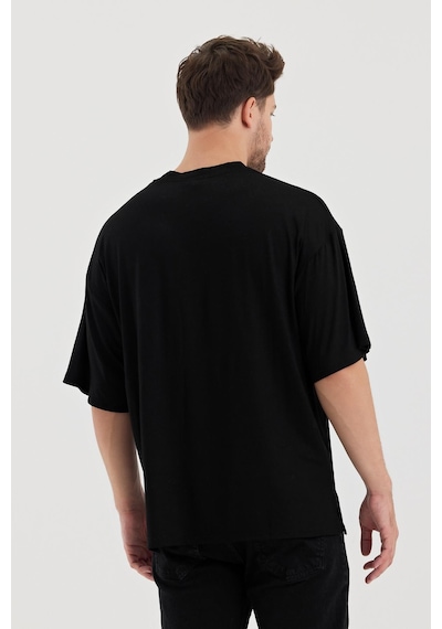 Alexander Gardi Alexandergardı Yırtmaçlı Basic Oversize T-shirt Un-70418 Siyah