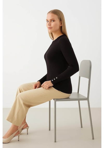 Fashion Friends Bisiklet Yaka Siyah Kadın Kazak 25k0023k1 Siyah