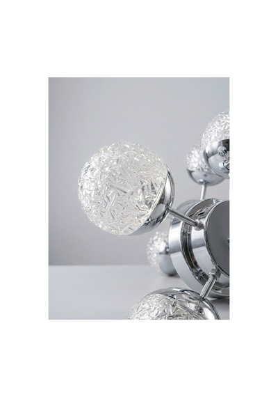 LumiaLighting Küre Model Gümüş 5"li Kumandalı Ledli 3 Renk Modu Kristal Salon Mutfak Yatak Çocuk Odası Avize