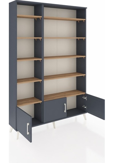 Arges Dolap 10 Raflı 3 Kapaklı 132x30x195 Antrasit-antrasit/çam Antrasit
