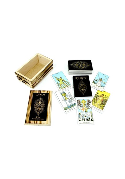 Ahşap Tarot Kutulu Masa Oyunu 78 Kartlı Tarot Kartları Oyun Seti