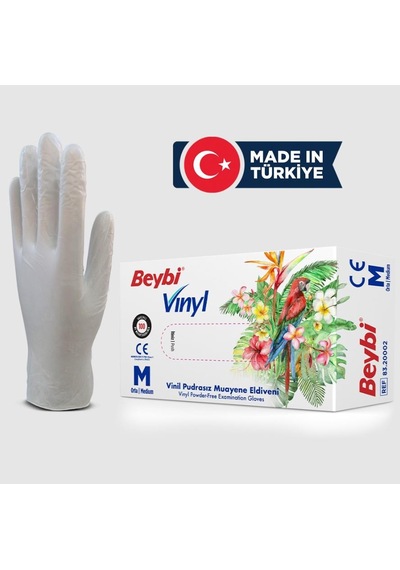 Beybi Vinyl L Vinil Pudrasız Muayene Eldiven 100'lük Kutu