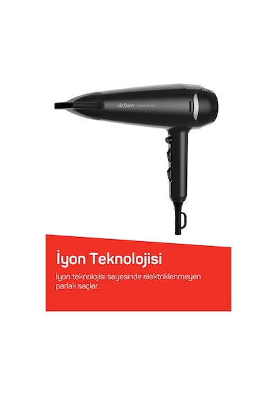 Arzum AR5138 Hairstar Ion Saç Kurutma Makinesi 2300 W, 2 Hız, 3 Isı Ayarı, Siyah Arzum AR5138 Hairstar Ion Saç Kurutma Makinesi 2300 W, 2 Hız, 3 Isı Ayarı, Siyah