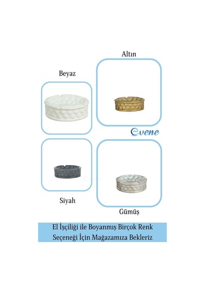 Küllük Gümüş Eskitme Renk Kül Tablası Dekoratif Küllük İstiridye Model - Beyaz