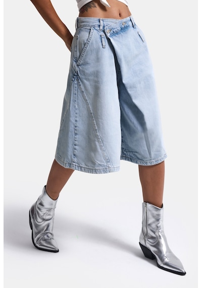 it's basic Kadın Kot Rengi 4s6-3 Süper Baggy Fit Maxi Bermuda Tasarım Denim Jort Çok Renkli