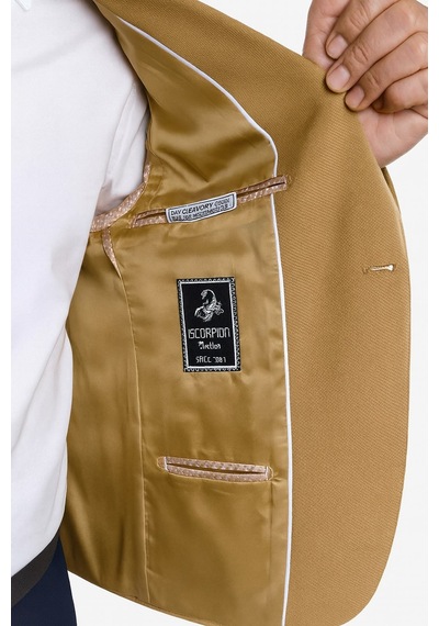Plus Scorpion Camel Erkek Blazer Ceket Esnek Comfort Kumaş, İtalyan Kesim, Tek Düğmeli Slim Fit Şık Model CAMEL