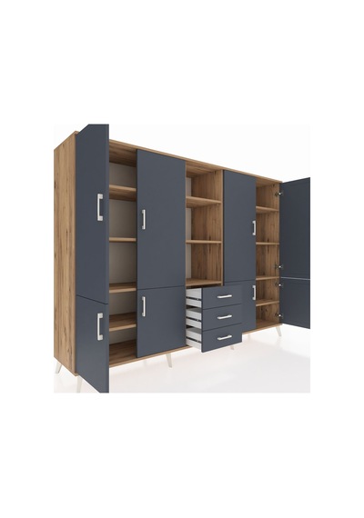 Hyperion Dolap 11 Raflı 3 Çekmeceli 8 Kapaklı 220x44x163 Çam-antr Çam-antrasit Hyperion Dolap 11 Raflı 3 Çekmeceli 8 Kapaklı 220x44x163 Çam-antr Çam-antrasit